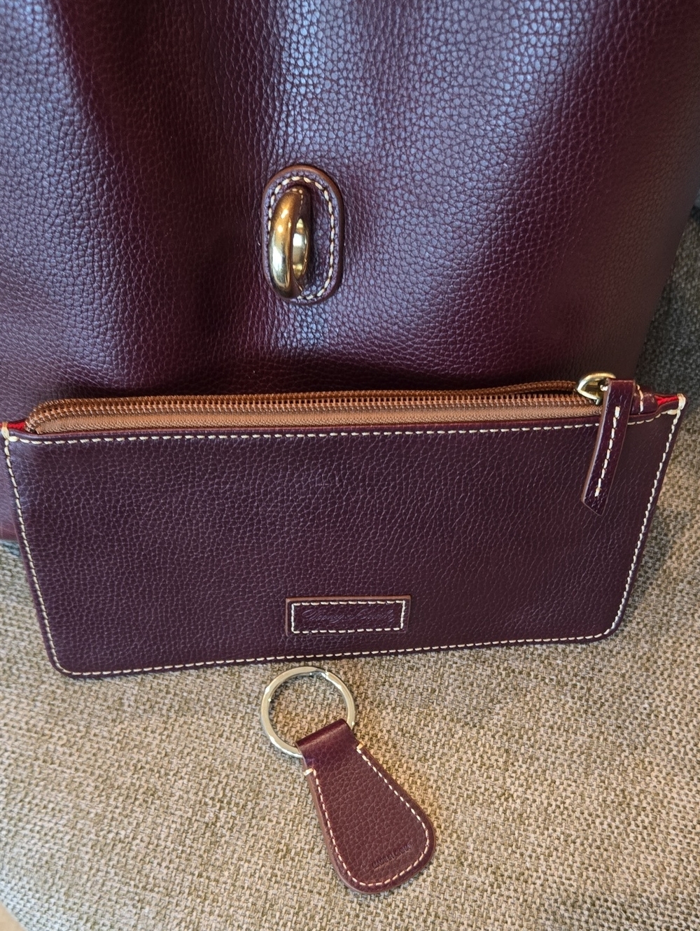 Dooney & Bourke Burgundy Lilly Leather Bucket Bag - Picture 13 of 14